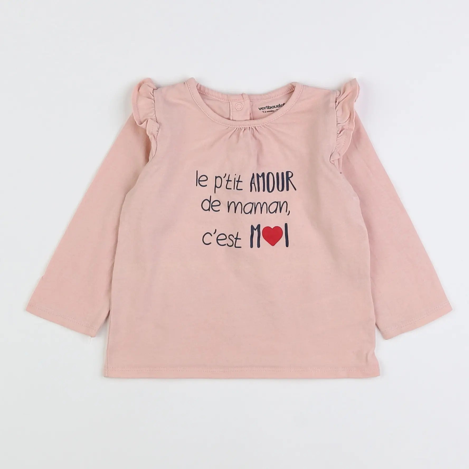Vertbaudet - tee-shirt rose - 12 mois