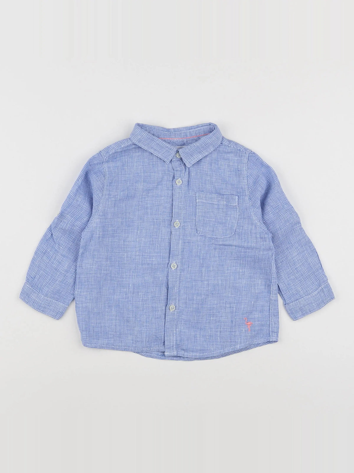 Zara - chemise blanc, bleu - 6/9 mois