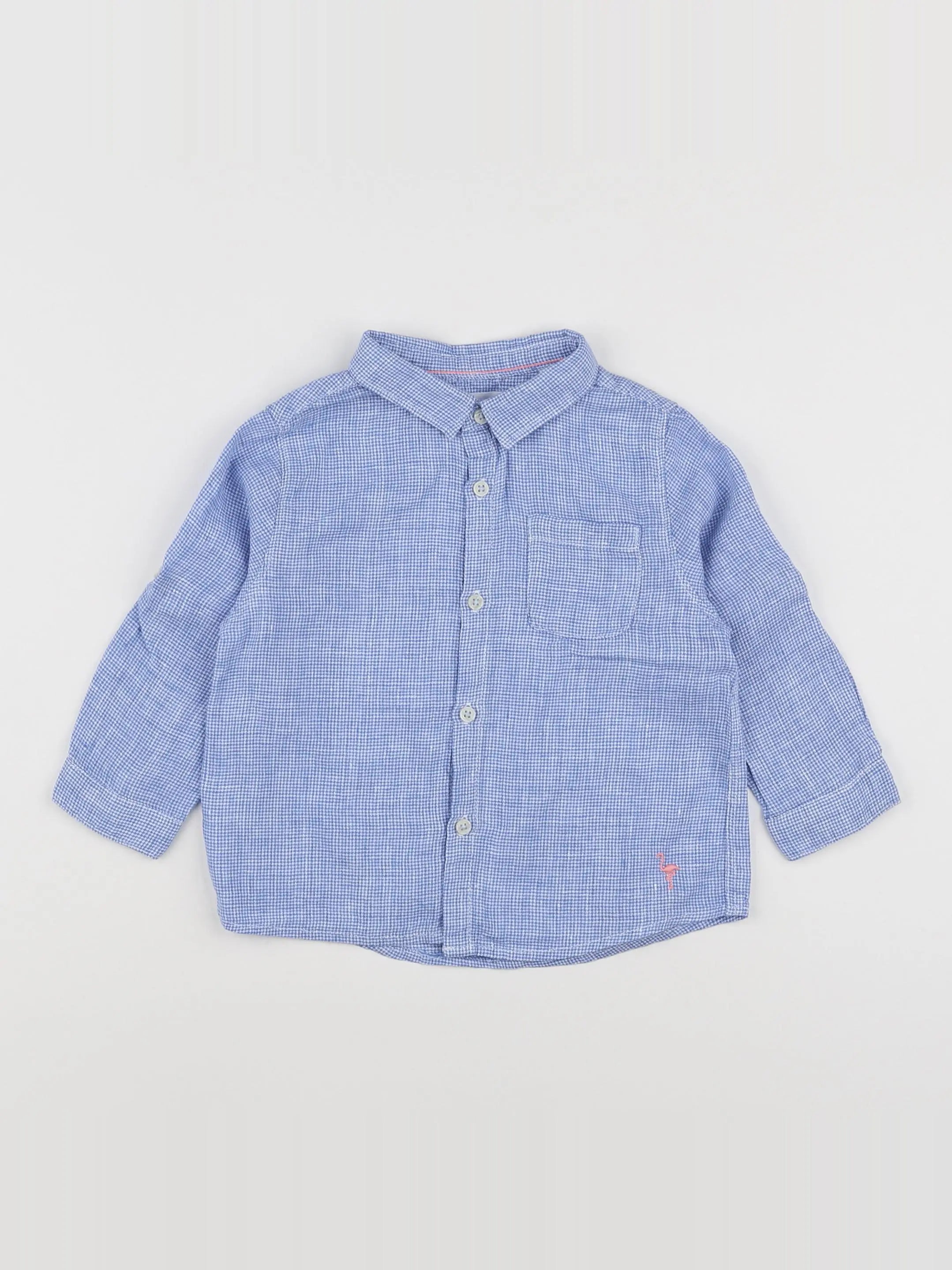 Zara - chemise blanc, bleu - 6/9 mois