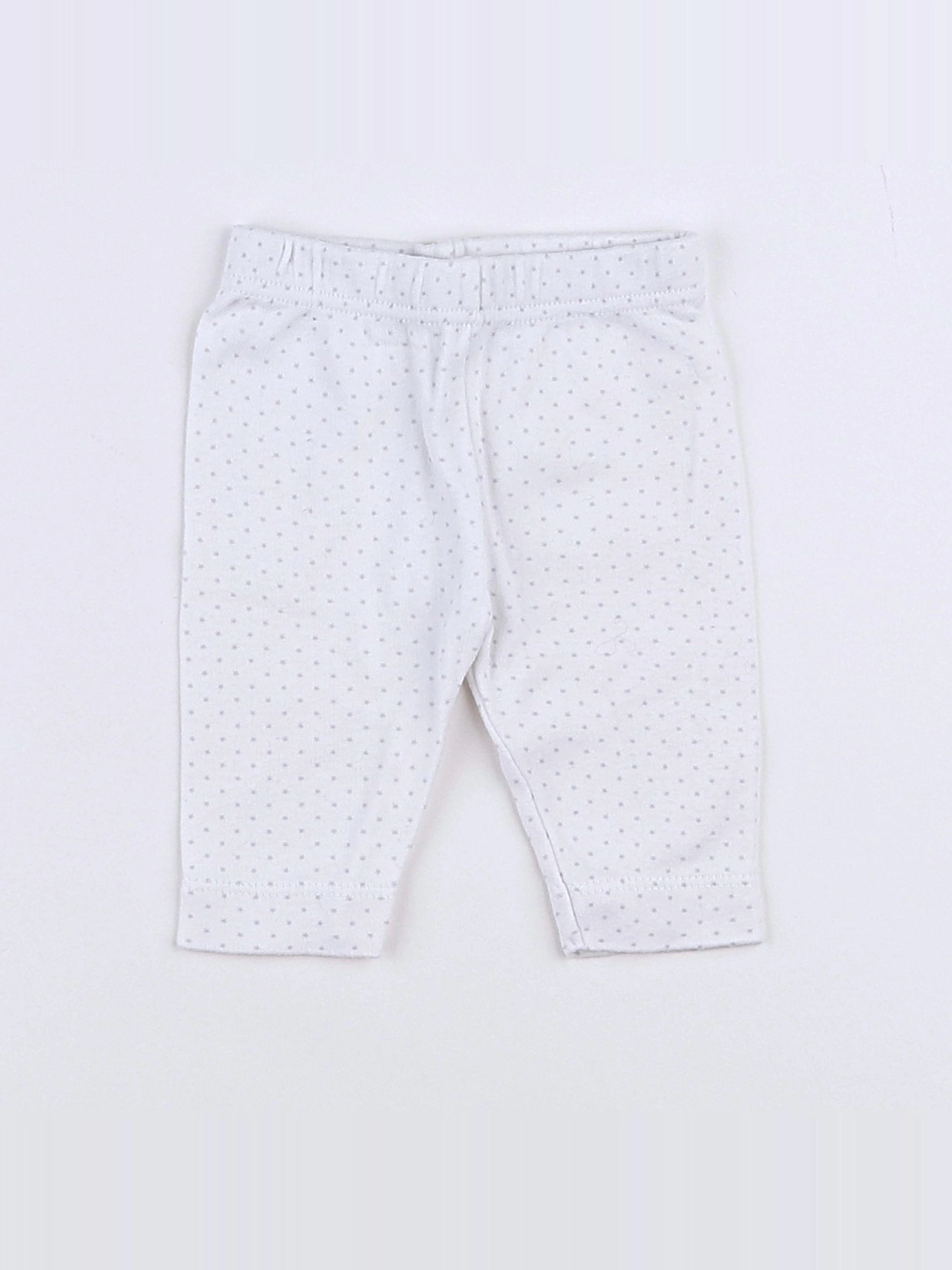 Boutchou - legging blanc, gris - 0 mois