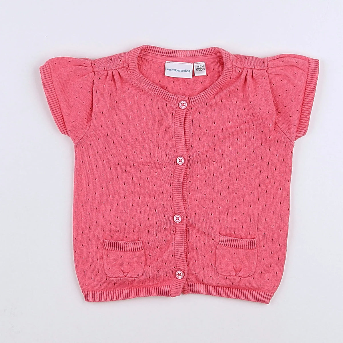 Vertbaudet - gilet rose - 12 mois