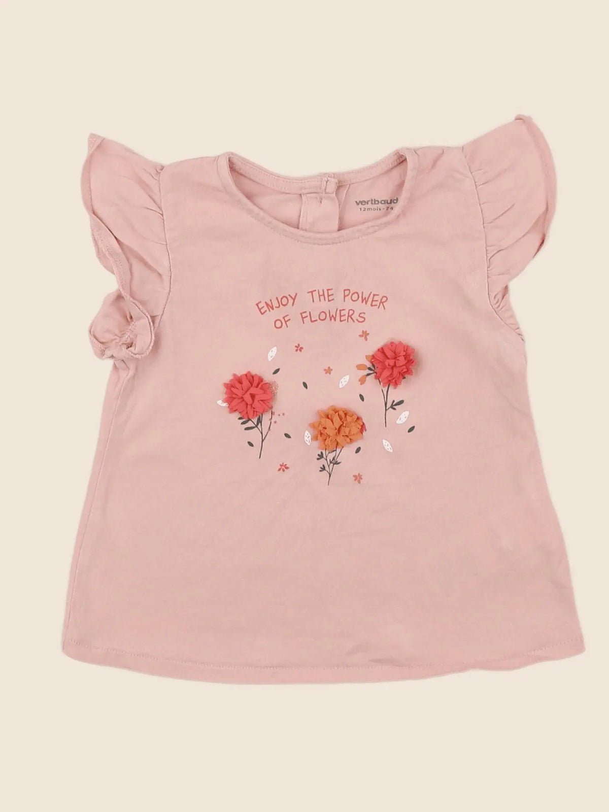 Vertbaudet - tee-shirt rose - 12 mois