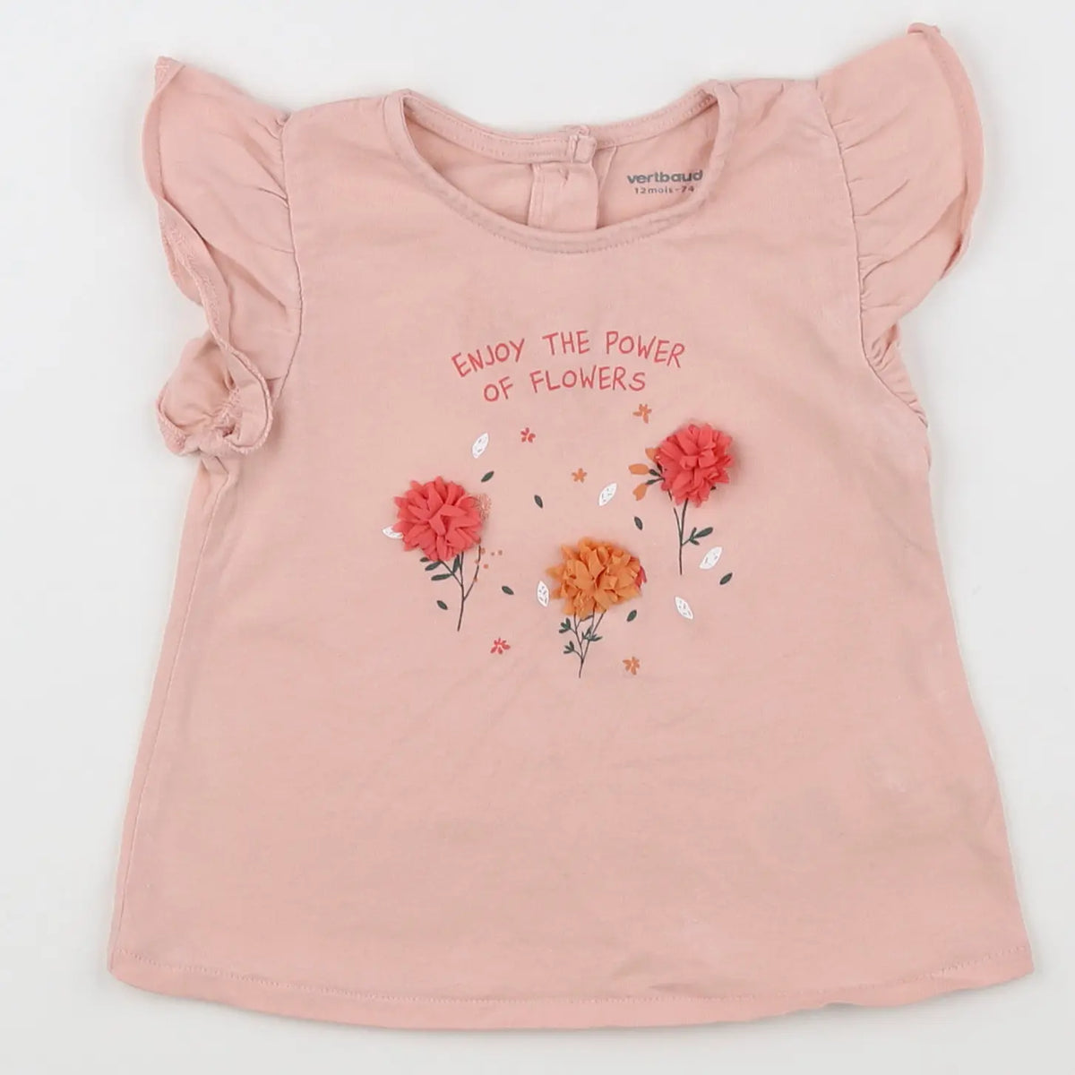 Vertbaudet - tee-shirt rose - 12 mois