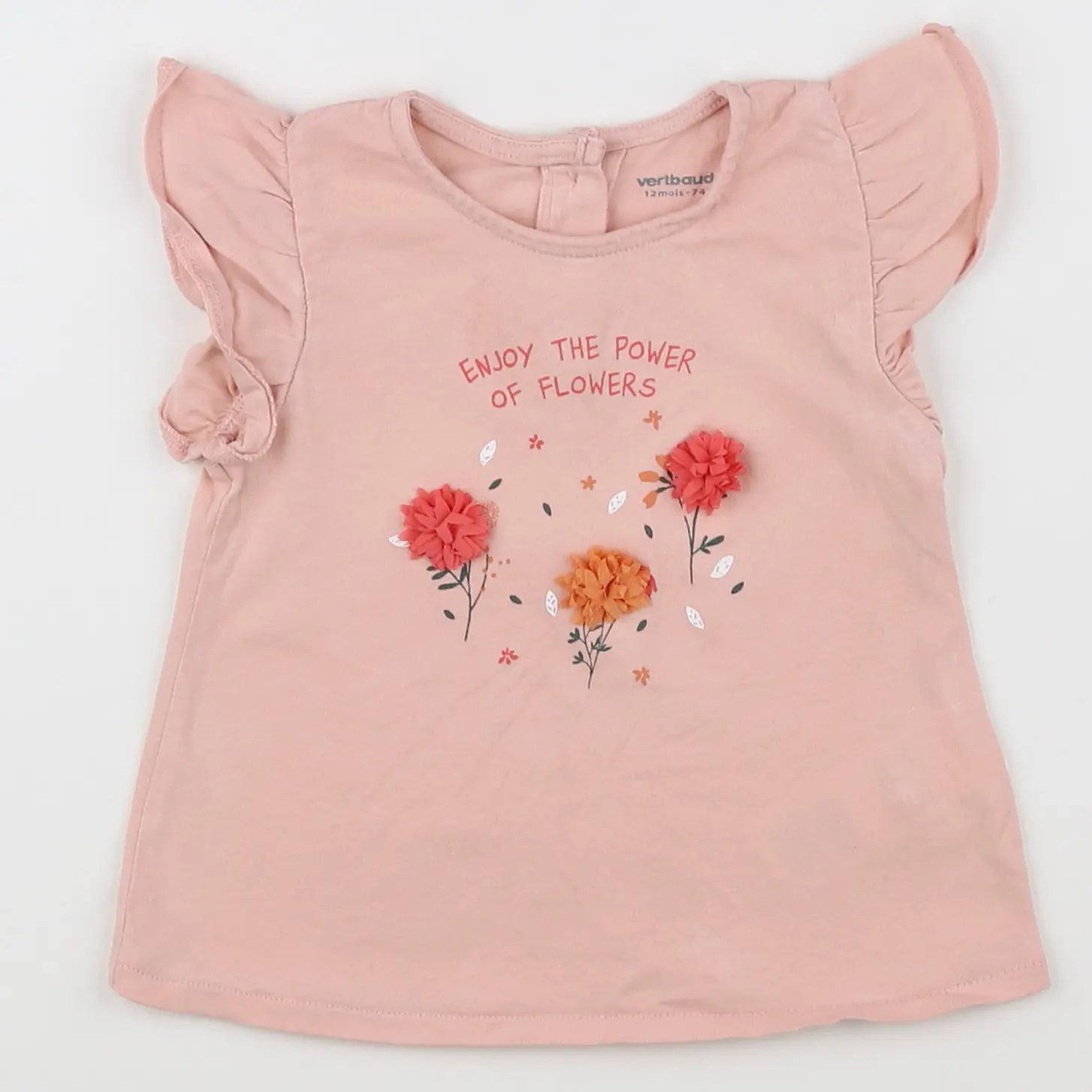 Vertbaudet - tee-shirt rose - 12 mois