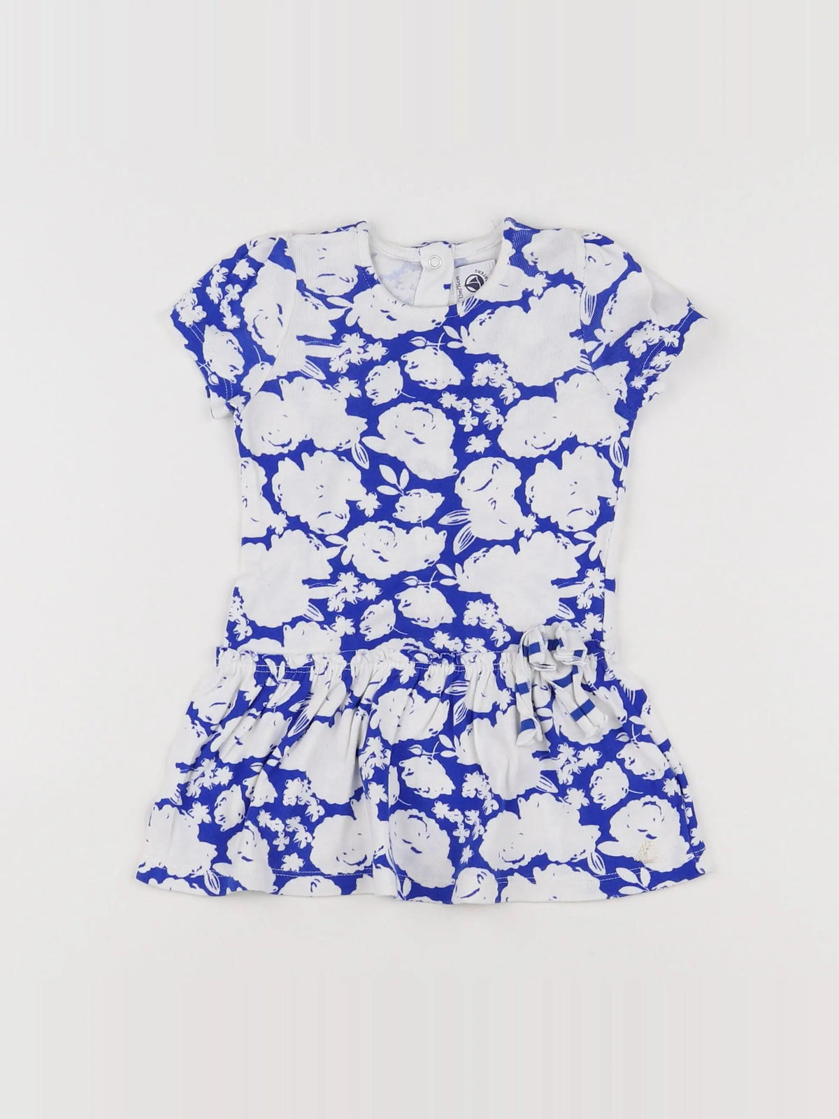 Petit Bateau - robe blanc, bleu - 12 mois