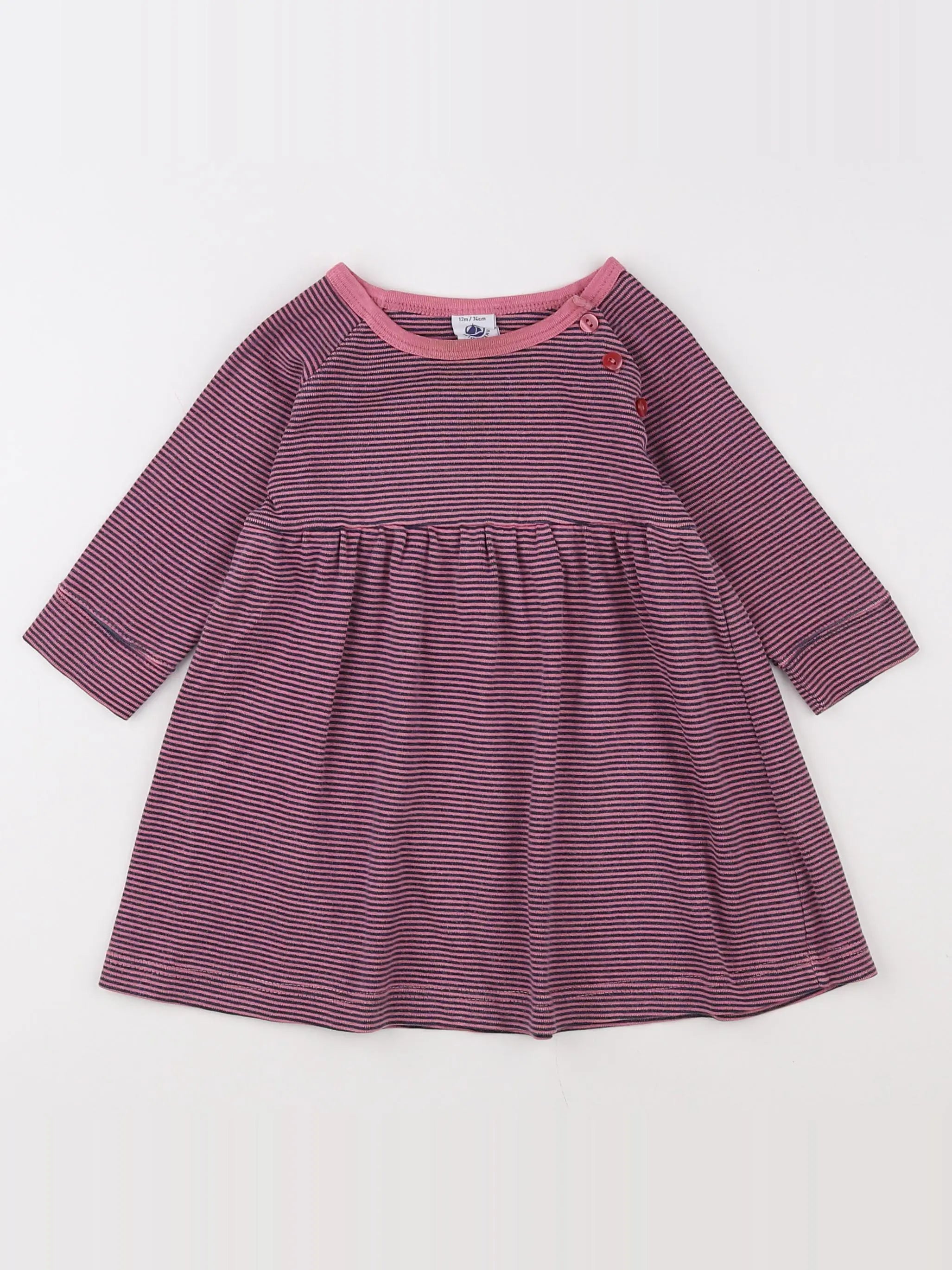Petit Bateau - robe rose - 12 mois