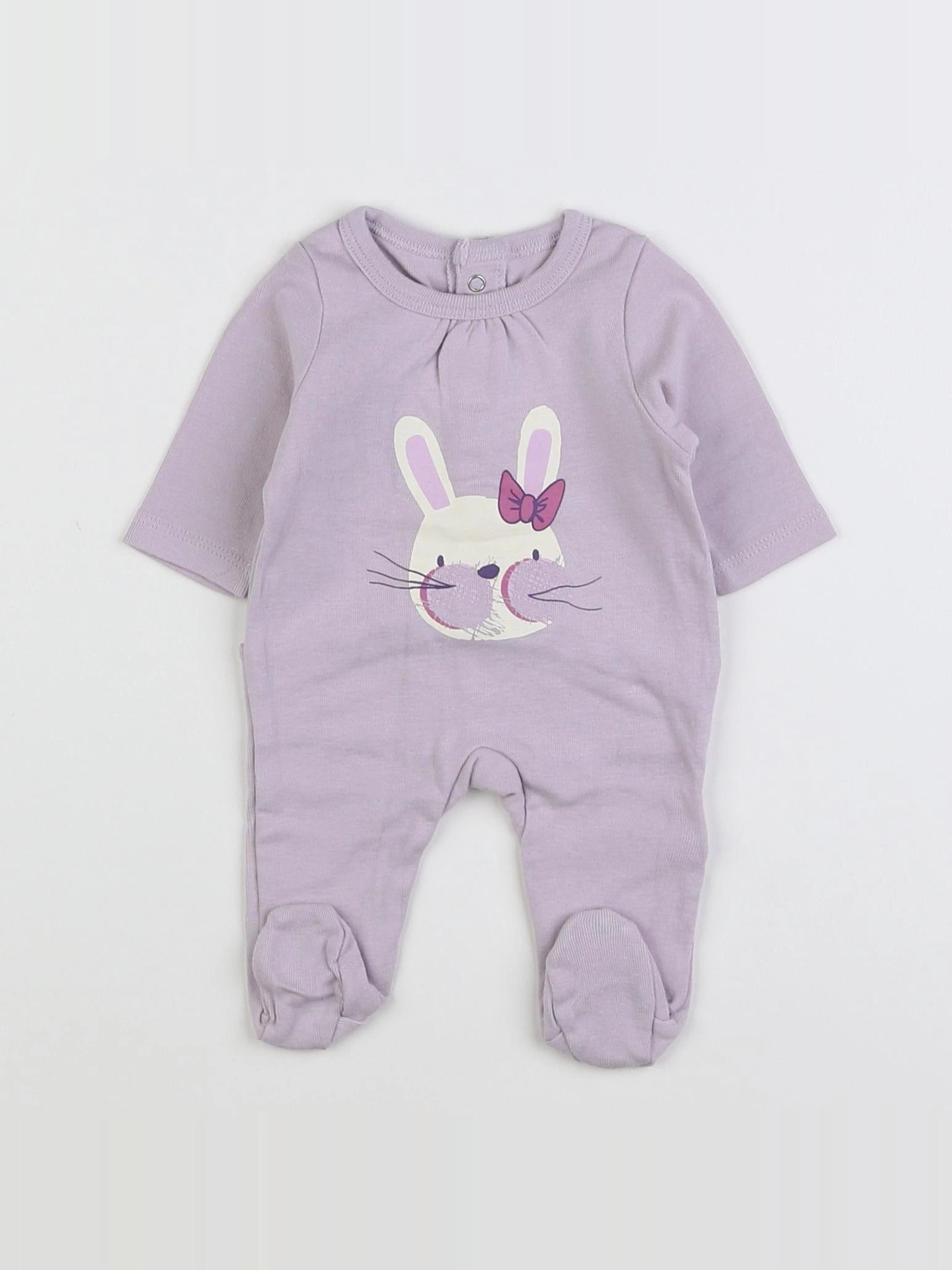 Vertbaudet - pyjama coton violet - 0 mois