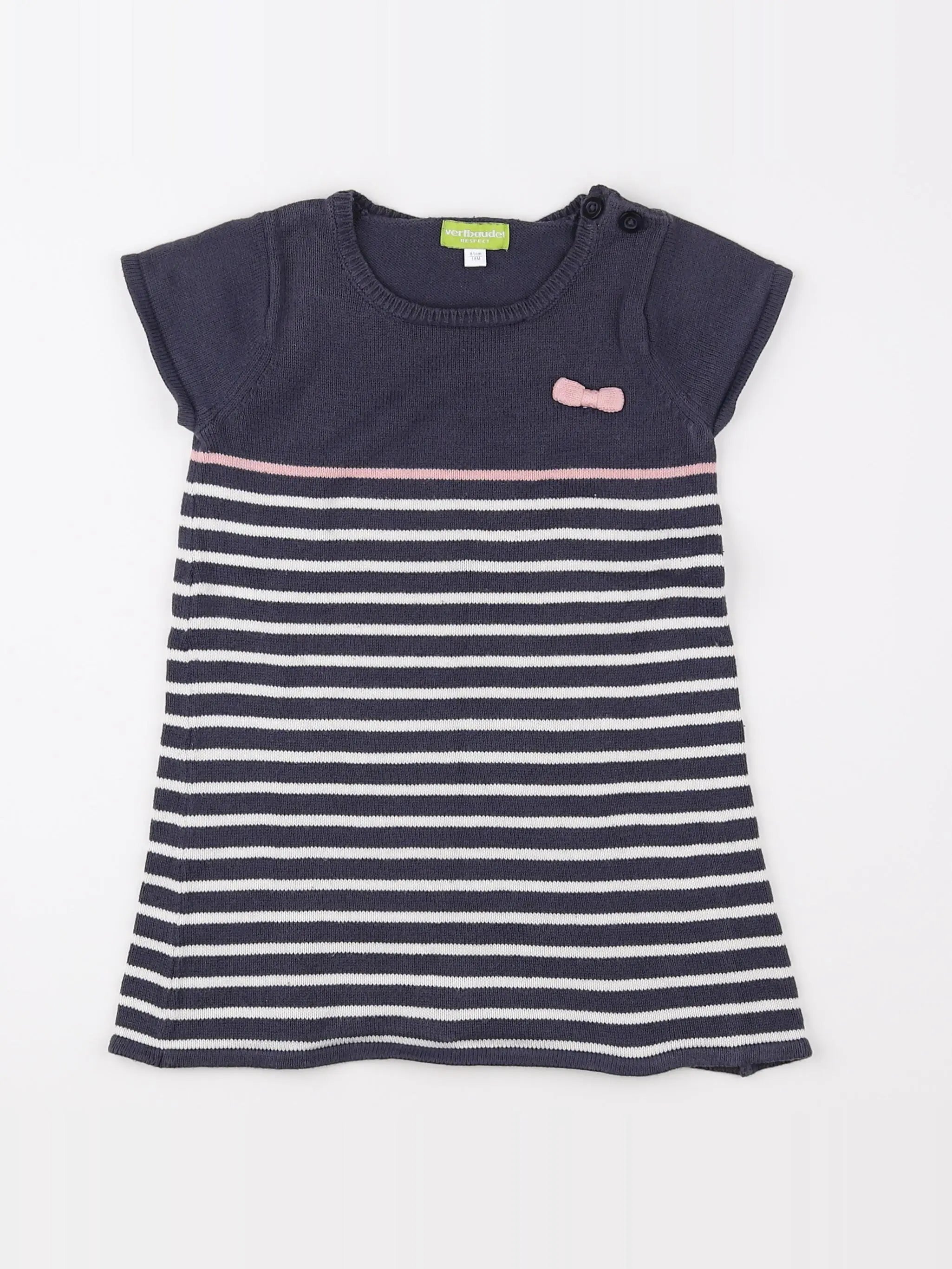 Vertbaudet - robe gris, blanc - 18 mois