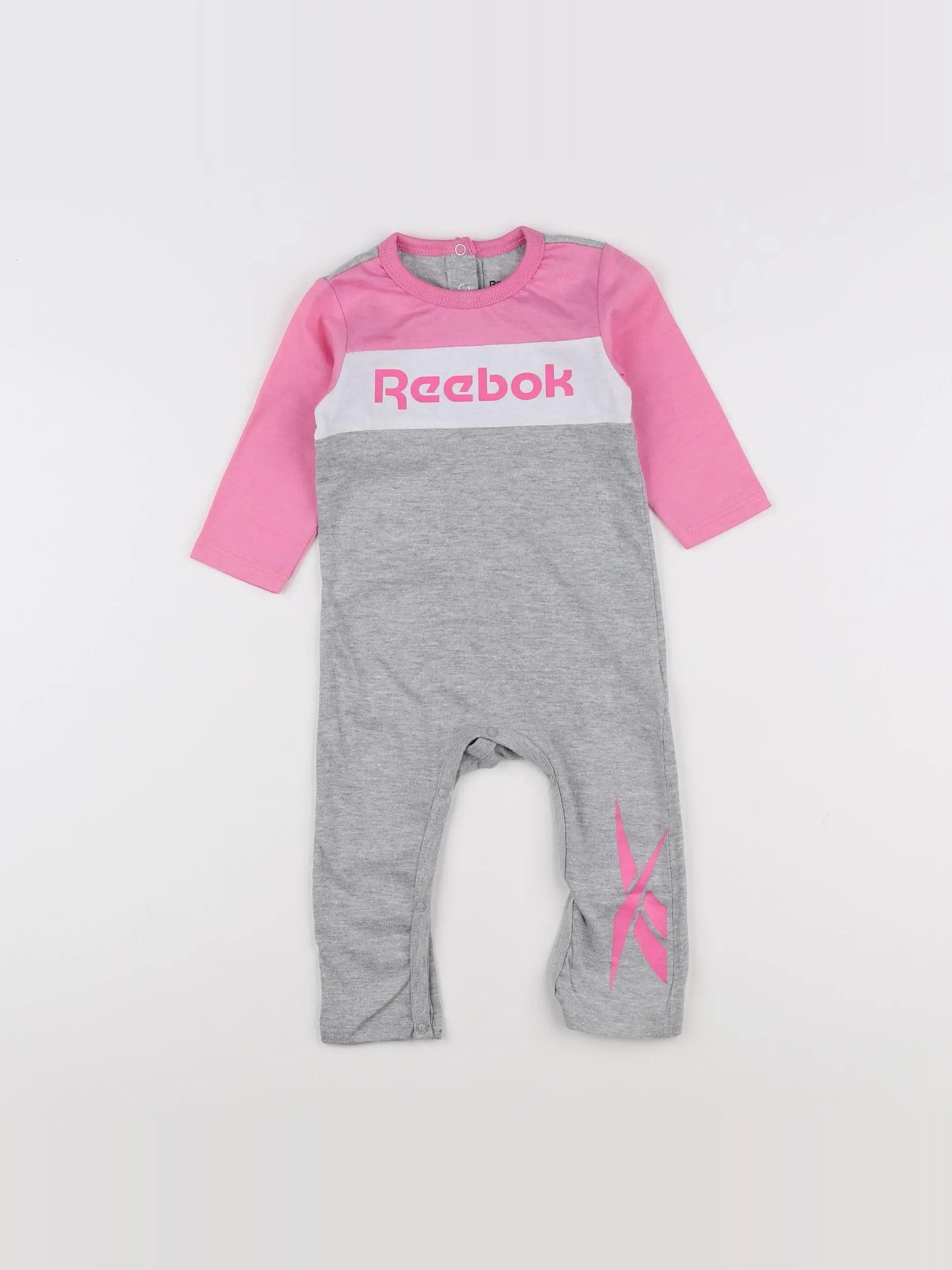 Reebok - combinaison blanc, gris, rose - 6/9 mois