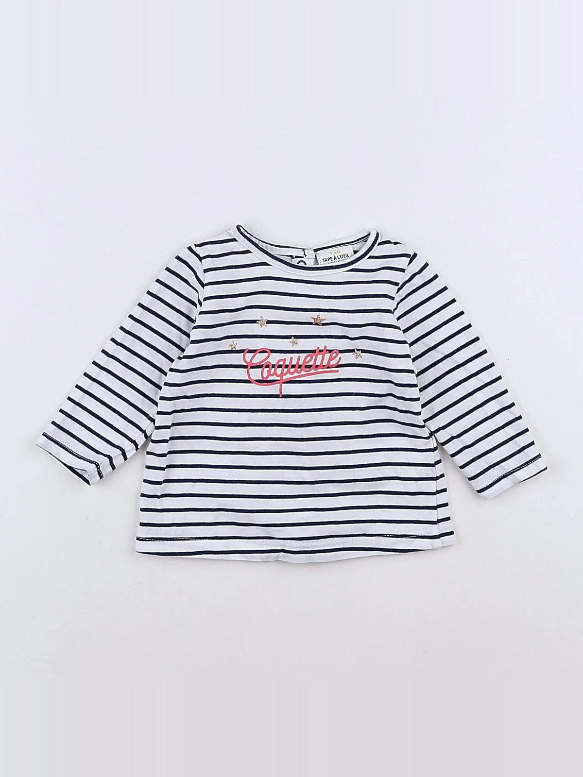 Tape à l'oeil - tee-shirt bleu, blanc - 6 mois