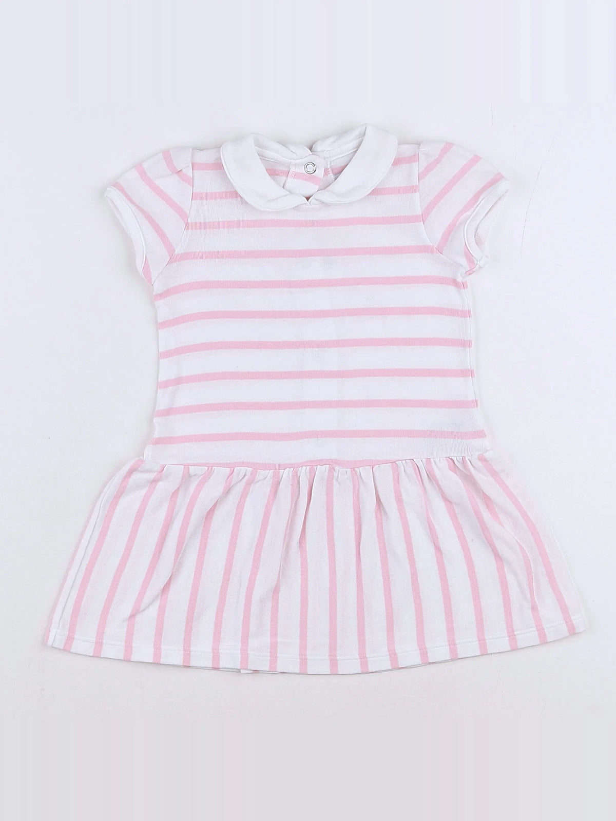 Petit Bateau - robe blanc, rose - 12 mois