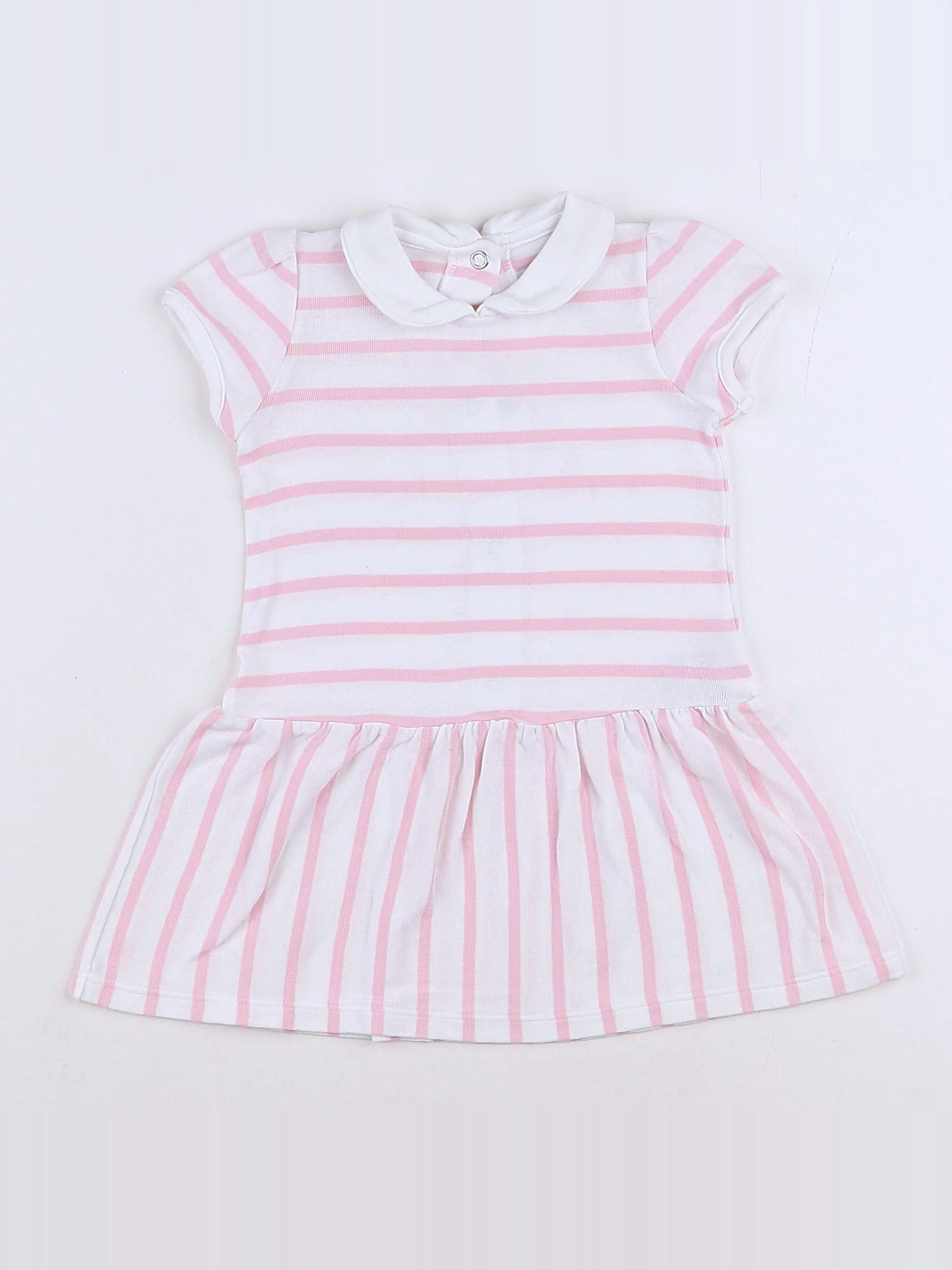 Petit Bateau - robe blanc, rose - 12 mois