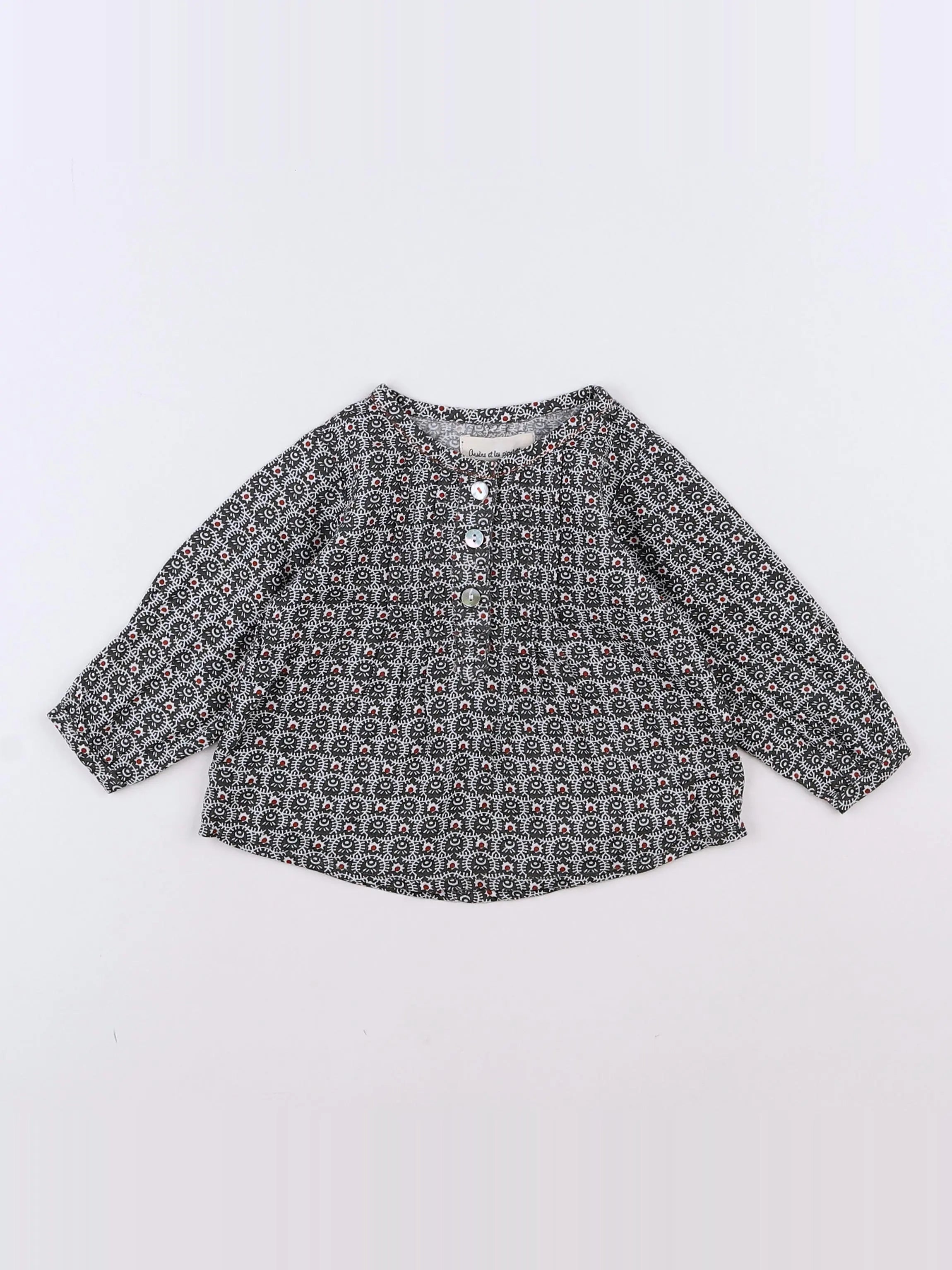 Arsène et les pipelettes - blouse taupe (état neuf) - 3 mois