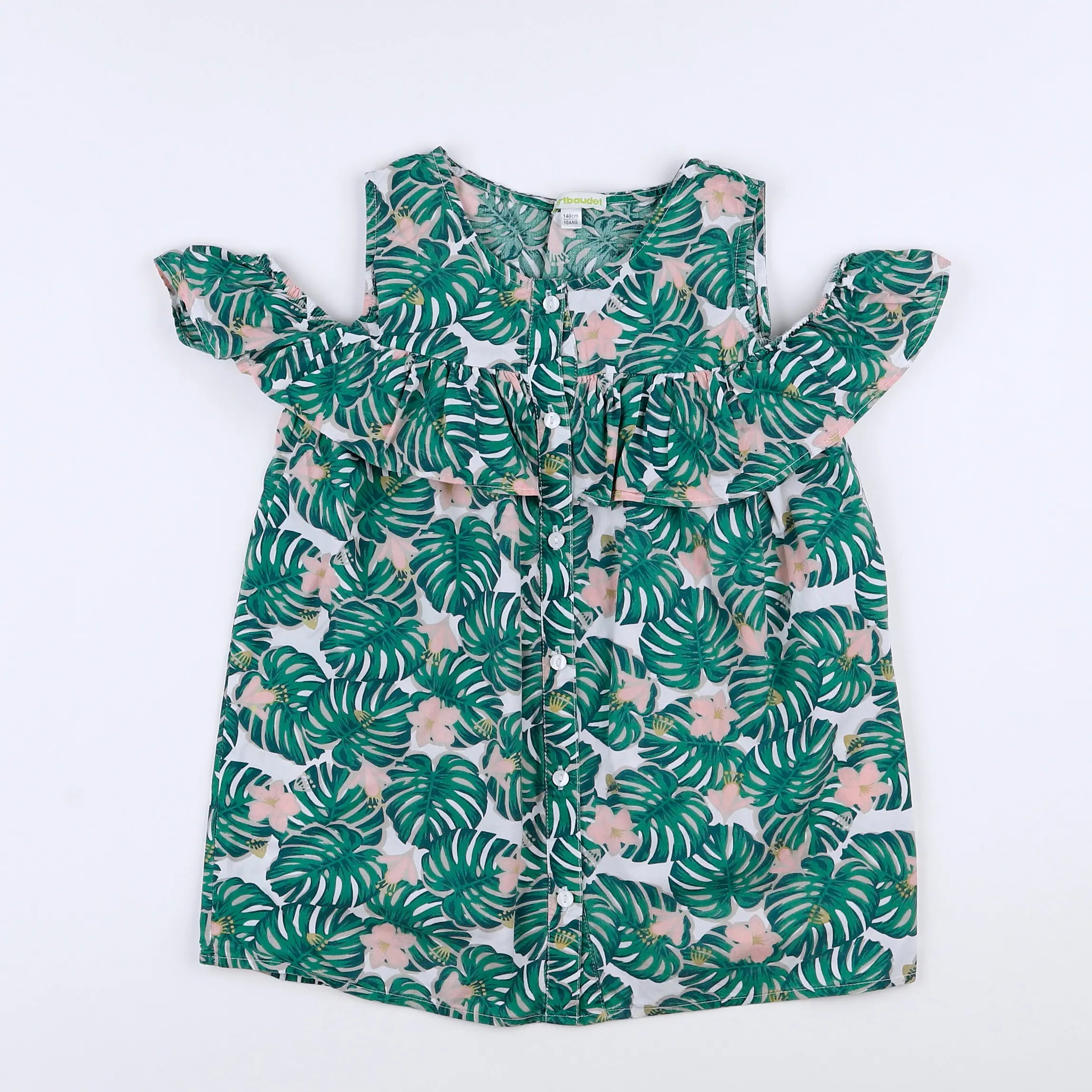 Vertbaudet - blouse blanc, vert - 10 ans