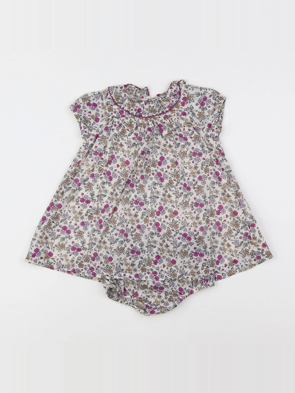 Boutchou - robe blanc, violet - 9 mois
