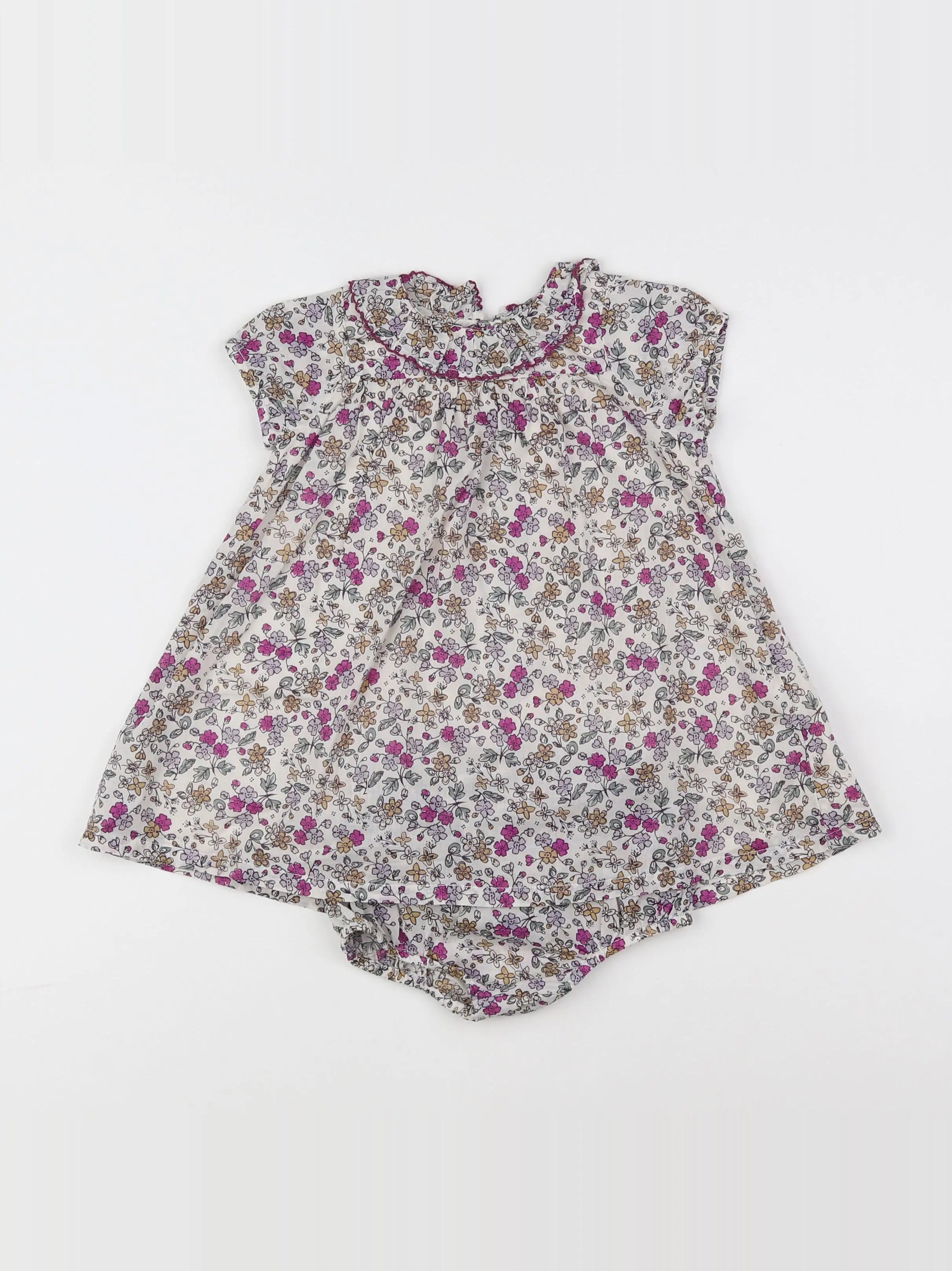 Boutchou - robe blanc, violet - 9 mois