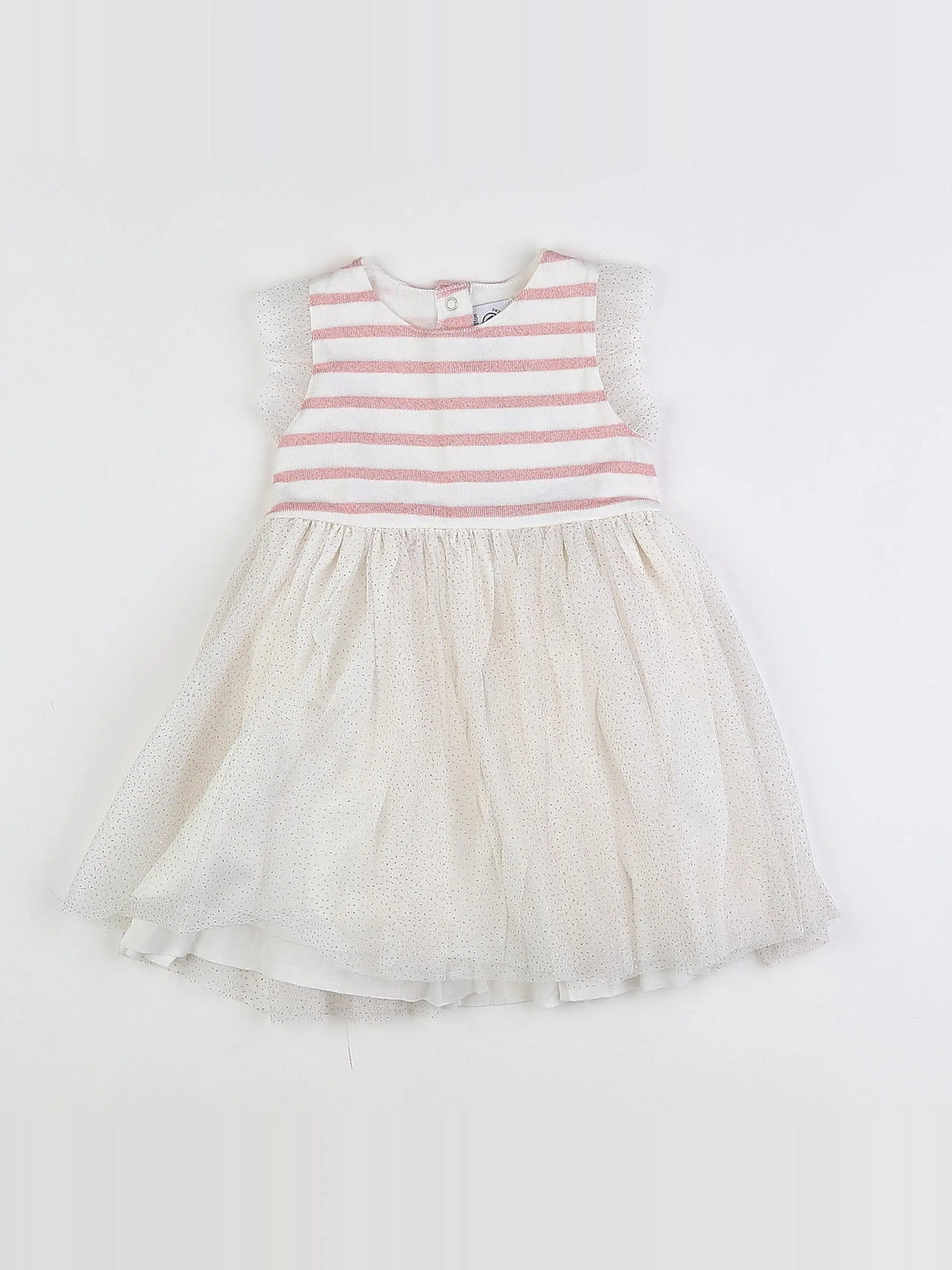 Petit Bateau - robe blanc, rose - 18 mois