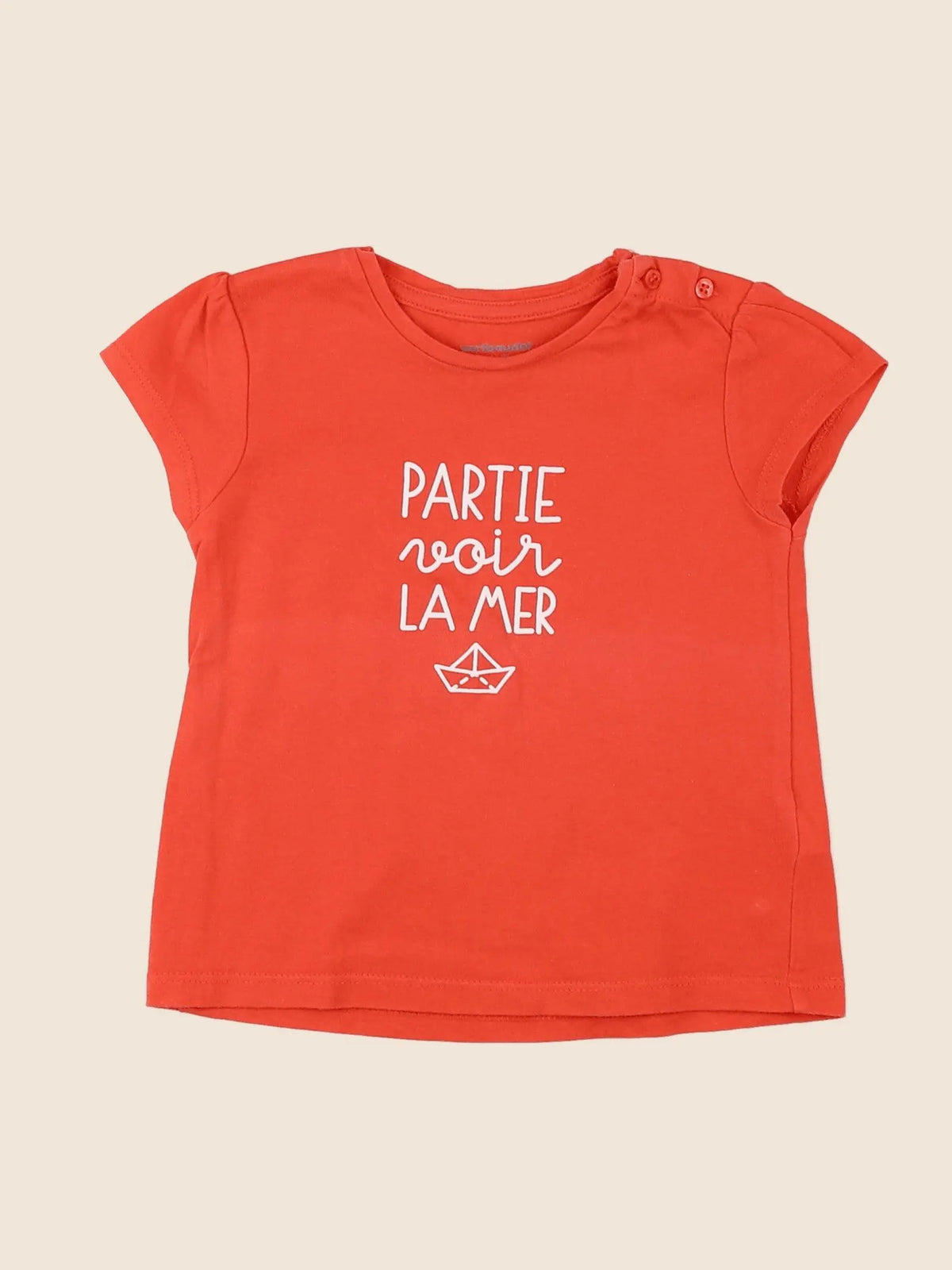 Vertbaudet - tee-shirt rouge - 12 mois