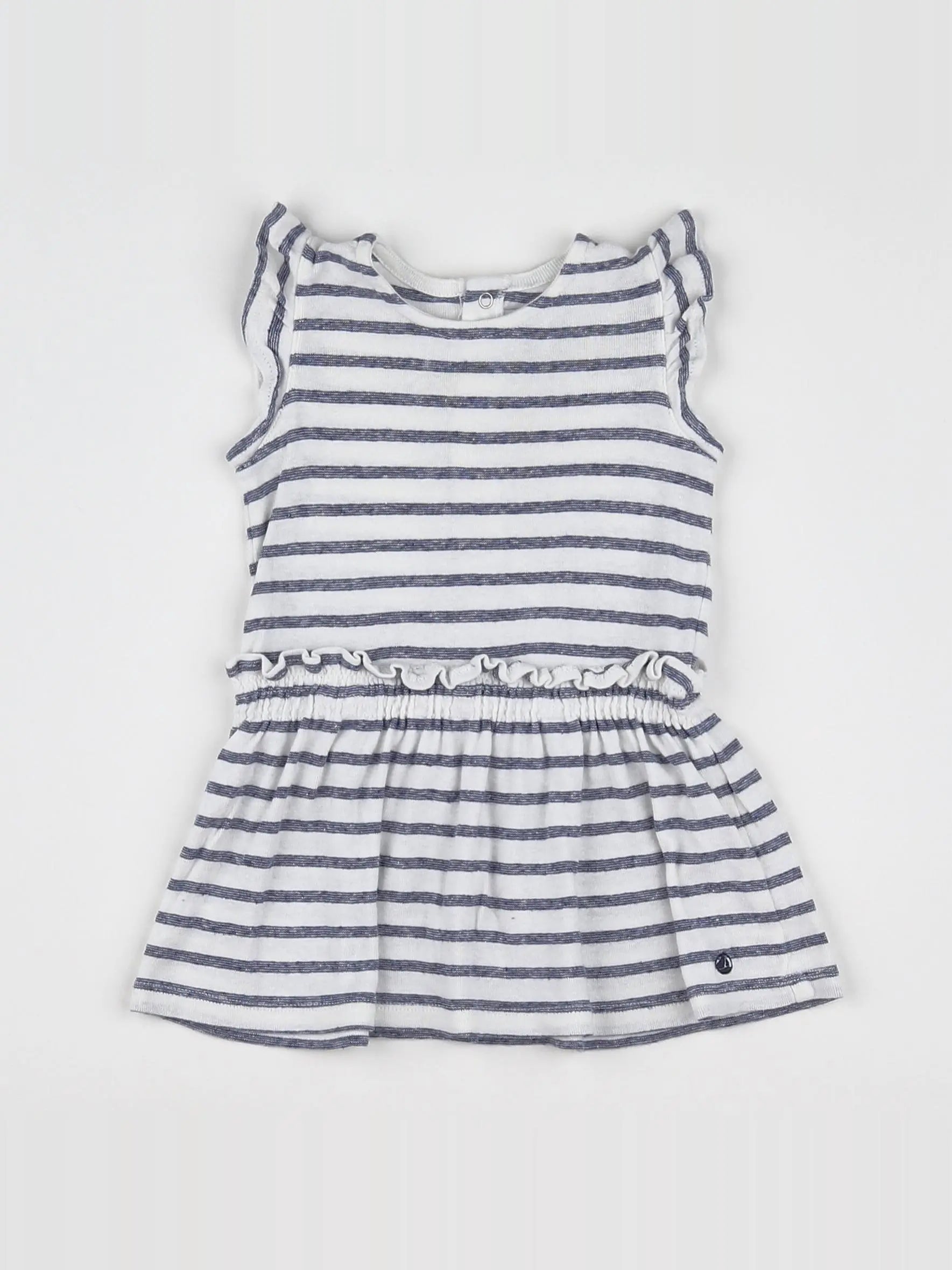 Petit Bateau - robe blanc, bleu - 12 mois