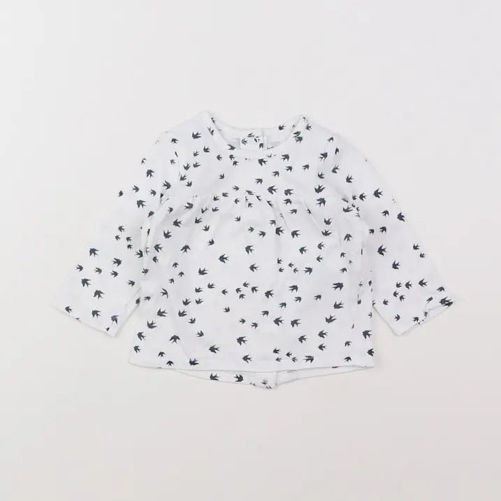 Vertbaudet - tee-shirt blanc, bleu - 3 mois