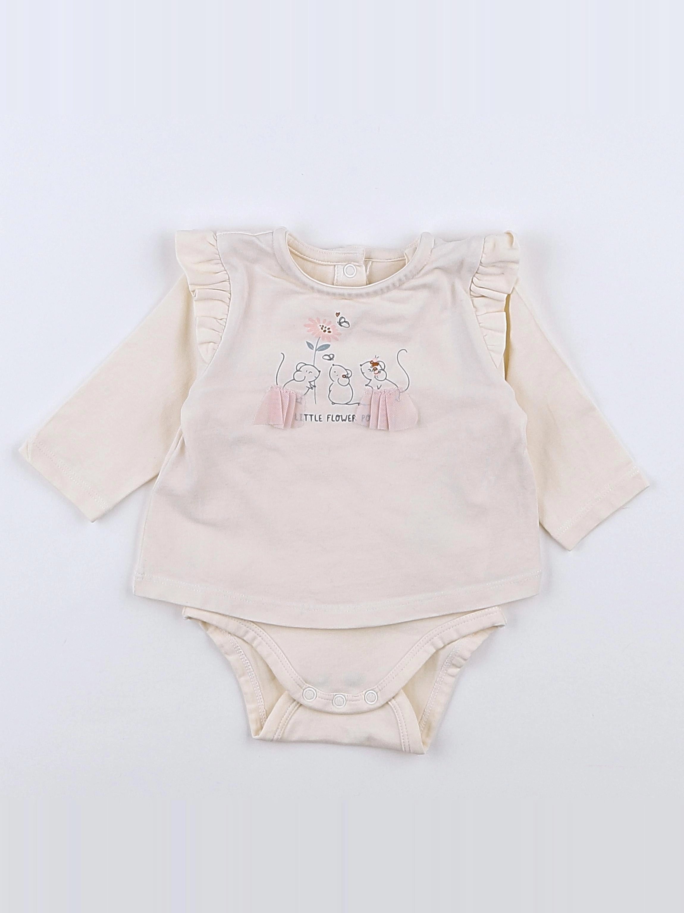 Vertbaudet - body vetement beige - 1 mois