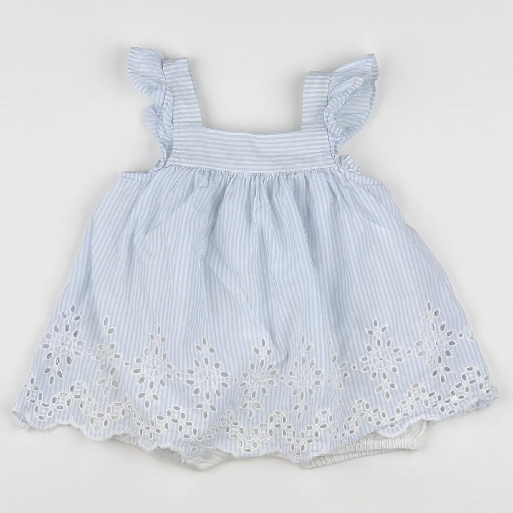 Vertbaudet - robe blanc, bleu - 3 mois