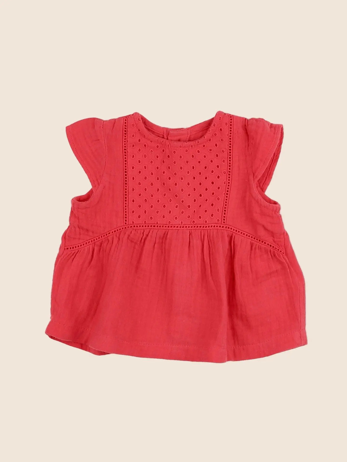Vertbaudet - blouse rouge - 3 mois