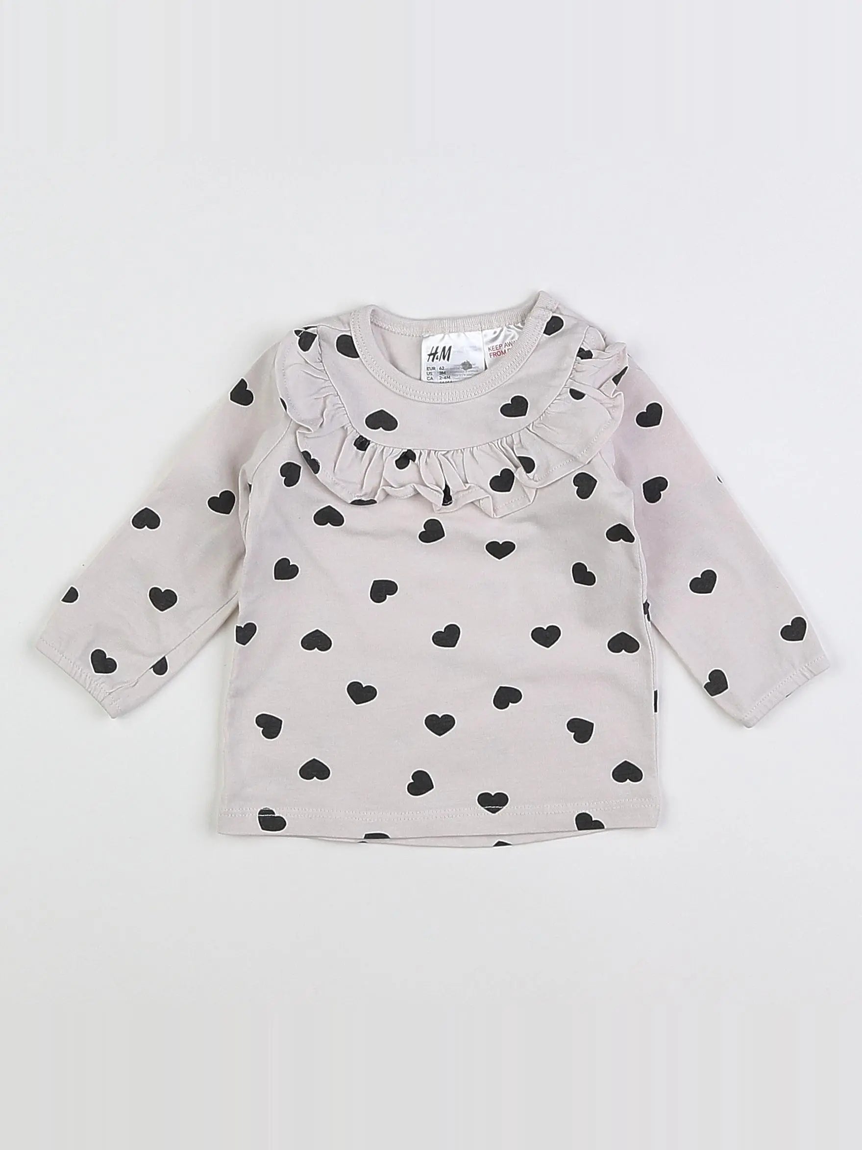 H&M - tee-shirt beige, noir - 3 mois