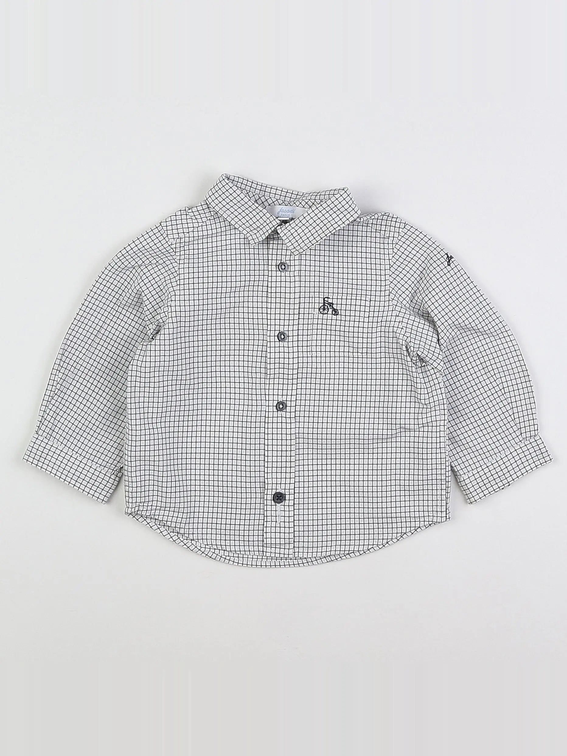 Jacadi - chemise blanc, gris - 12 mois