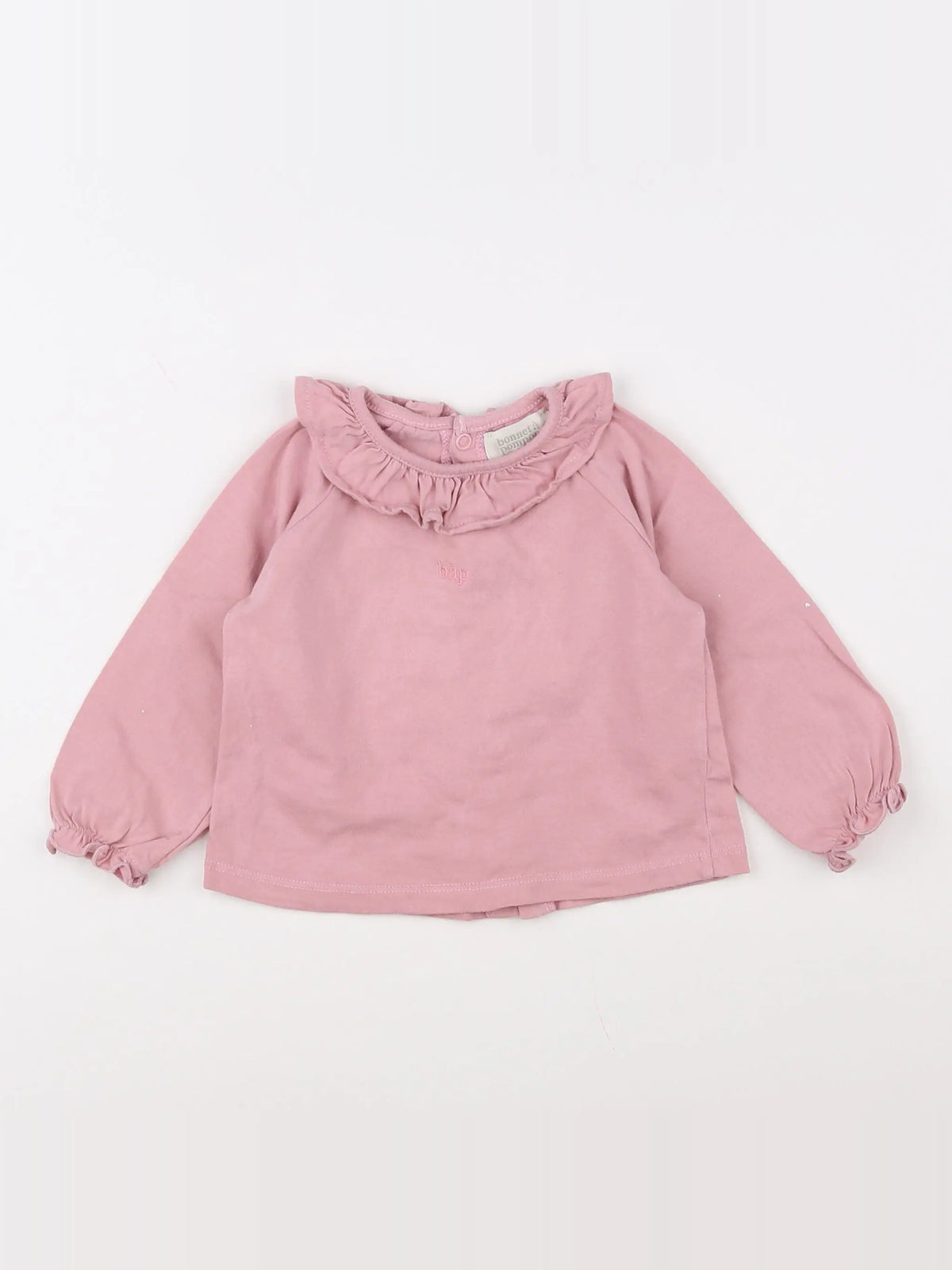 Bonnet à Pompon - tee-shirt rose - 12 mois