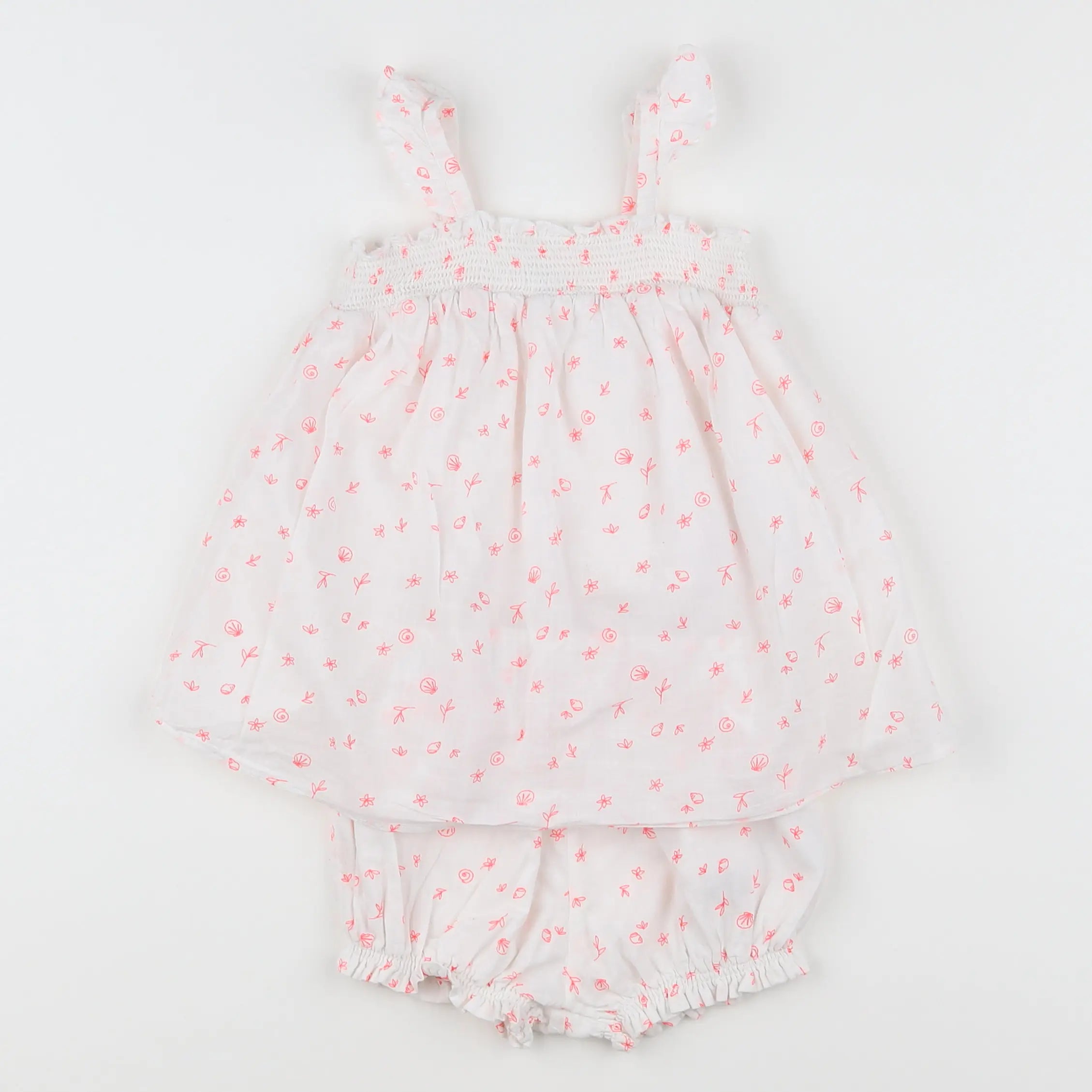 Vertbaudet - ensemble blanc,rose - 9 mois