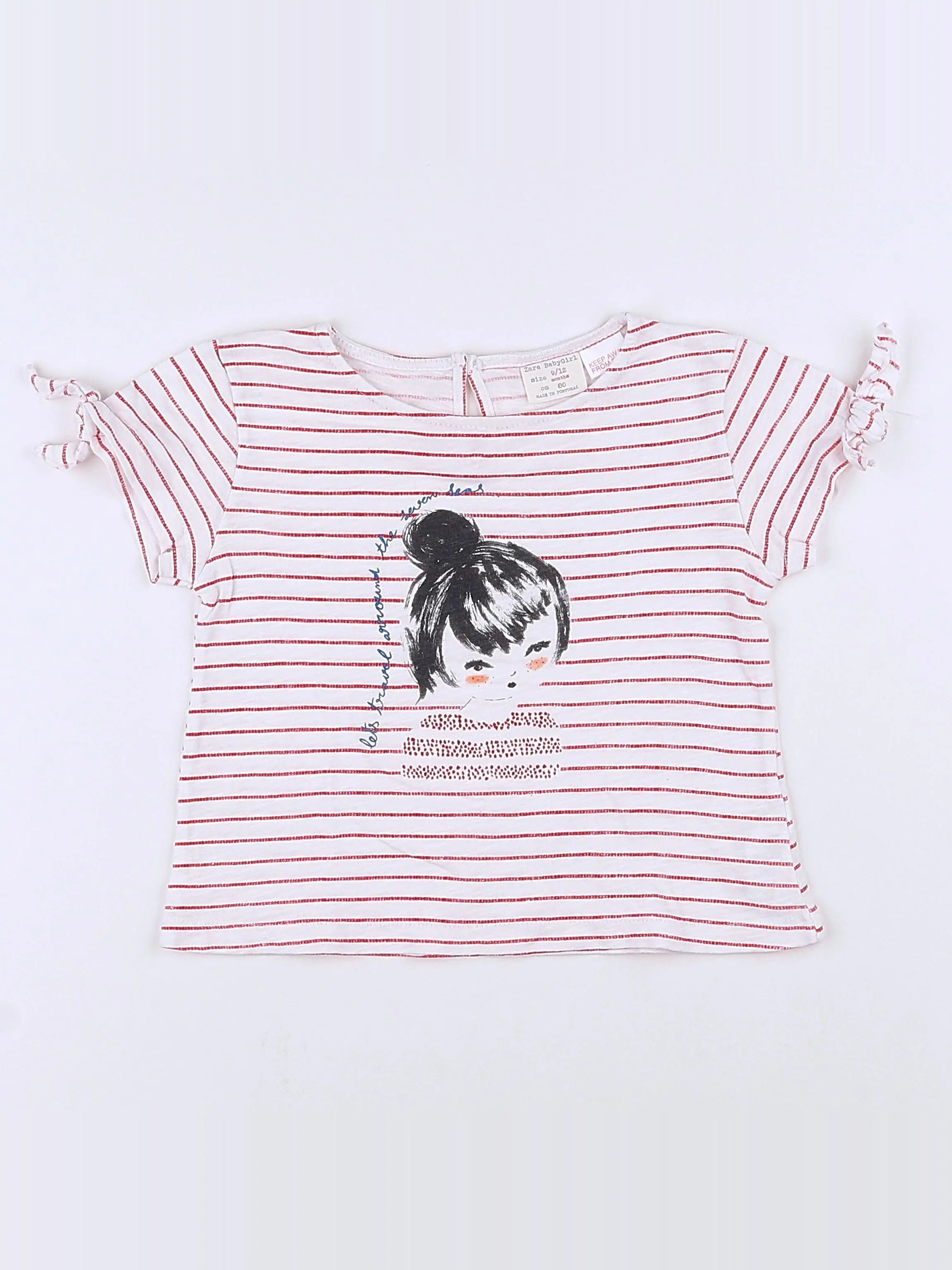 Zara - tee-shirt bleu, rouge - 9/12 mois