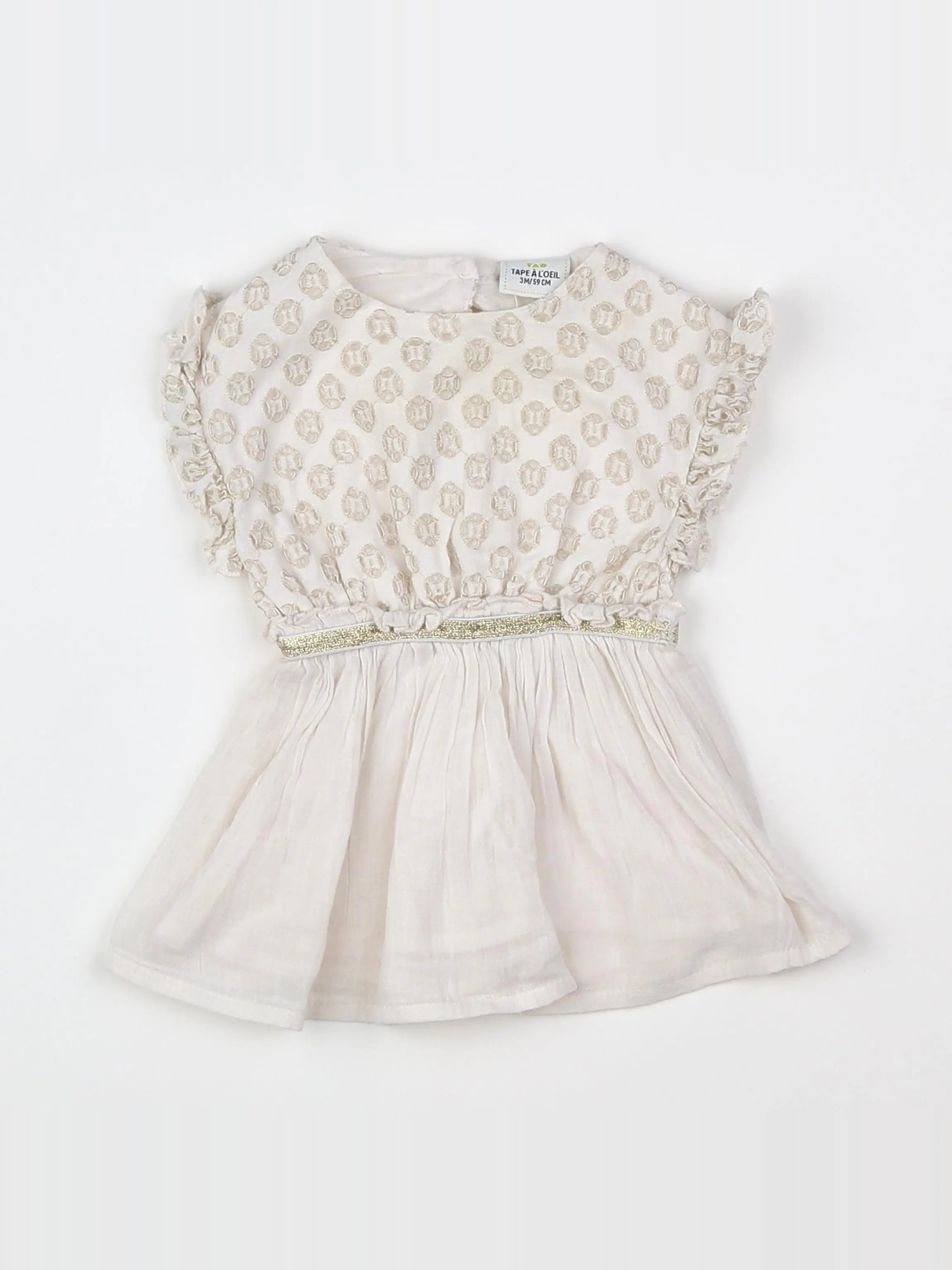 Tape à l'oeil - robe blanc, or - 3 mois
